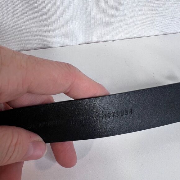 Chicos Statement Belt Silver Metal Hook Buckle Black Leather Adjustable MD** - Picture 8 of 9